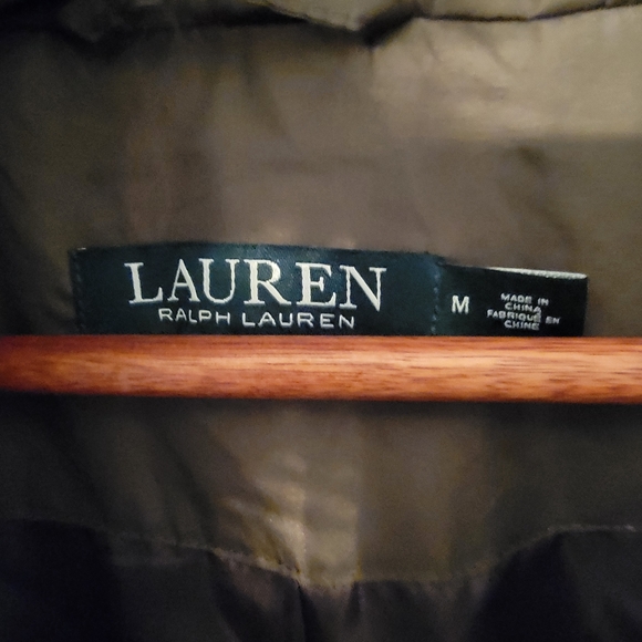 Ralph Lauren Olive Quilted Puffer Coat with Faux Fur - Picture 3 of 5